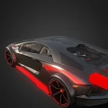 Black Supercar With Red Accents Sleek Design Front Fascia And Alloy Wheels