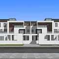 Modern Semi Detached Villa Exterior Design With Contemporary Facade Large Windows And Balconies