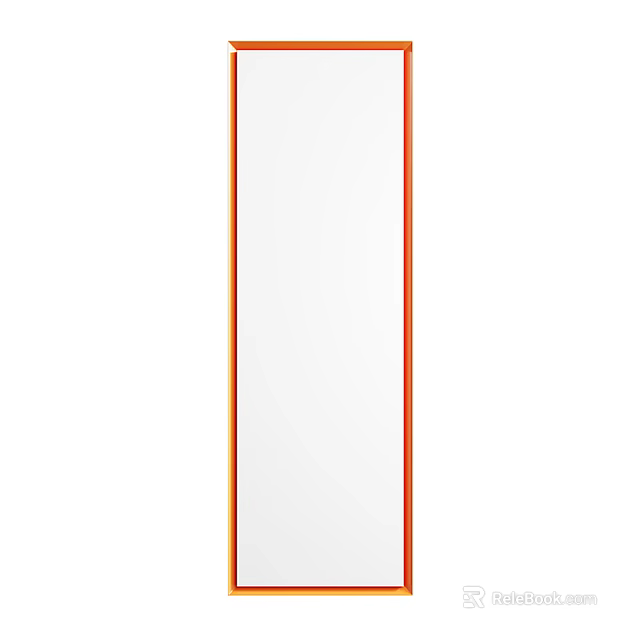 Rectangular Mirror With Red Frame Modern Decorative Home Wall Design 3d model