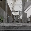 Modern Hotel Lobby Interior With Gray Sofas Chandelier Green Plant Marble Walls And Large Windows