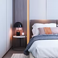 Modern round bedside table combination 3d model