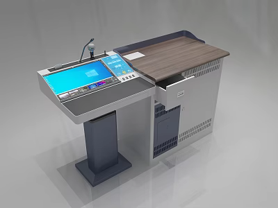 Modern Functional Desk With Digital Display Wooden Top Control Panel And Storage 3d model