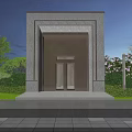Illuminated Entrance Gate Night View With Stone Design And Surrounding Greenery