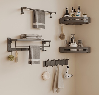 Towel Rack Toiletries Hair Dryer 3d model