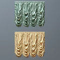 Elegant Silver And Gold Pleated Curtains With Decorative Design For Home