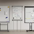 Office whiteboard stickers mobile kanban magnetic board message board display board 3d model