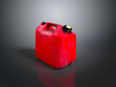 Red Plastic Jerry Can With Black Lid And Handle For Liquid Storage 3d model