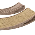 Modern Curved Wooden Stools With Natural Woven Seats Minimalist Design Set Of Two Smooth Finish