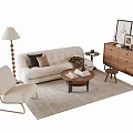 Modern Sofa and Coffee Table Set with Accent Chair Floor Lamp and Wooden Dresser Decorations