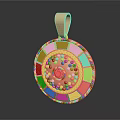 Elegant Gold Round Pendant With Intricate Carvings And Central Pearl