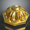 Golden Flower Shaped Decorative Household Item with Smooth Surface and Hexagonal Base