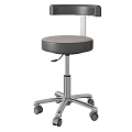 Sleek Gray Office Chair With Round Seat Adjustable Height Metal Base And Wheels