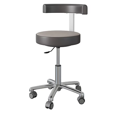 Sleek Gray Office Chair With Round Seat Adjustable Height Metal Base And Wheels 3d model