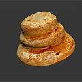 Delicious Golden Stacked Flaky Pastries On Dark Surface With Reflection 3d model