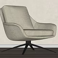 Beige Upholstered Leisure Chair With Modern Minimalist Design And Black Metal Base