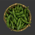 Fresh Green Edamame in a Handwoven Bamboo Basket Ready to Serve