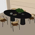 Modern Dining Table and Chair Combination Dining Chair Oval Dining Table 3d model