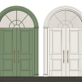 French double-door arched door 3d model