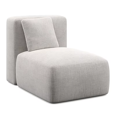 Light Gray Fabric Single Sofa With Modern Minimalist Design And Accent Cushion 3d model