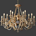 Elegant Ornate Golden Chandelier With Intricate Design Multiple Arms And Candle Shaped Bulbs