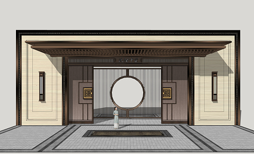 new chinese style gate 3d model