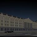 Classical European Residential Building With Yellow Exterior Black Roof Multiple Windows And Tower