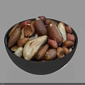 Bowl of Assorted Mixed Nuts with Various Colors Shapes and Sizes