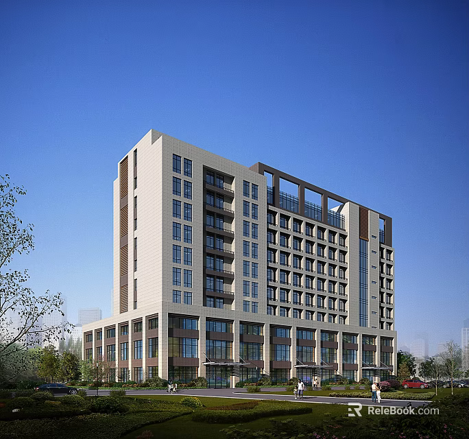 Modern High Rise Building with Shower Sauna Facilities and Glass Curtain Wall Design 3d model 