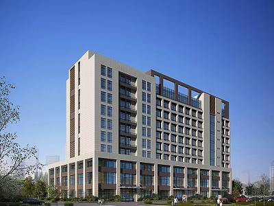 Modern High Rise Building with Shower Sauna Facilities and Glass Curtain Wall Design 3d model