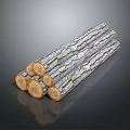 Stack of Natural Logs With Bark Texture And Round Cut Ends 3d model