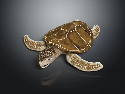 Detailed Sea Turtle Aquatic Animal With Brown Shell And Textured Flippers 3D Render 3d model