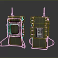 Industrial Commercial Equipment Two Metal Units With Stands Featuring Square Window And Vented Grille Panels