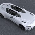 White Convertible Sports Car With Sleek Front Design And Green License Plate