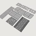 Garden Path Paving With Various Textured Stone Slabs And Different Design Patterns 3d model