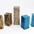 Contemporary Decorative Ornament Set With Five Cube Shaped Brown Blue Textured Surfaces 3d model