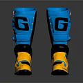 Blue And Yellow Shin Guards With G Logo For Sports Protection