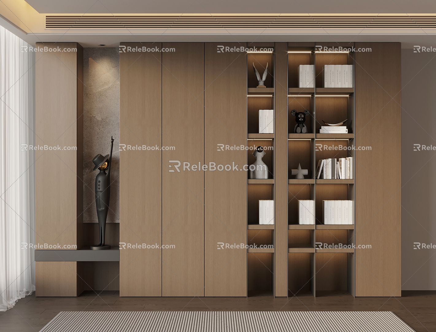 Italian Minimalist Bookcase 3d model