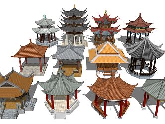 Chinese Style Pavilion Wooden Ancient Pavilion 3d model