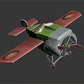 Handmade Toy Airplane With Green Body Red Wings And Rotating Propeller Craft Design