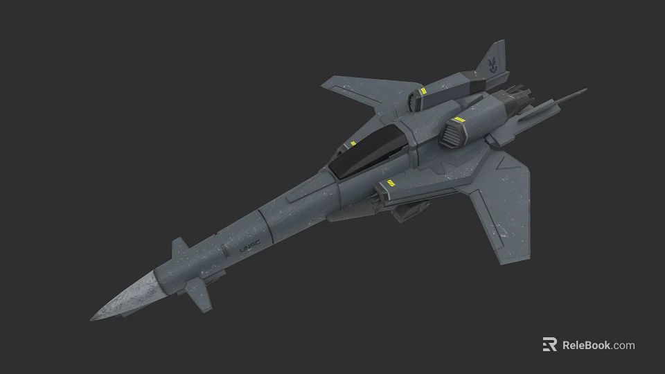 Military Weapon Fighter Jet Gray Aerodynamic Design 3D Model with Streamlined Body and Military Features 3d model 