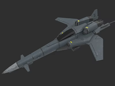 Military Weapon Fighter Jet Gray Aerodynamic Design 3D Model with Streamlined Body and Military Features 3d model