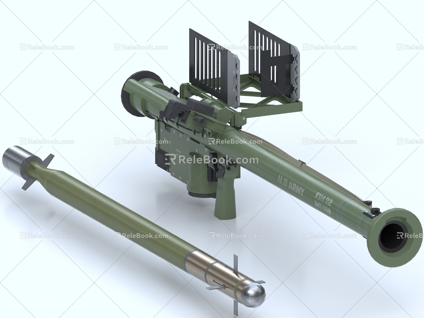 Bazooka anti-tank artillery shells RPG military weapons 3d model