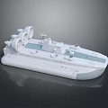 White Hovercraft Model Water Vehicle With Gray Bottom And Deck Equipment 3d model