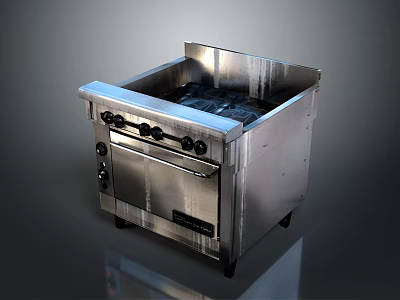Stainless Steel Commercial Deep Fryer With Control Panel And Mobile Wheels 3d model