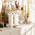 Cream Style Dressing Table Cream Style French Soft Light Electronic Product Mobile Phone Cosmetic Makeup Mirror Hanger Clothes Combination Slippers Atmosphere 3d model