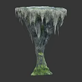 Cartoon Scene 3D Model With Green Vegetation White Decorative Edges And Reflective Ripple Base