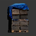 Stacked Household Items With Blue Cover And Packaged Design For Storage