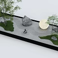 Modern Zen Garden With Sand Rocks Moon Decor Small Trees Moss Lawn And Circular Path