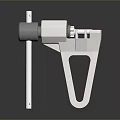 Silver Metal Tool With Long Handle U Shaped Base And Engraved Letters V1 VARIO