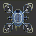 Blue Modern Quadcopter Drone With Four Propellers And Futuristic Design